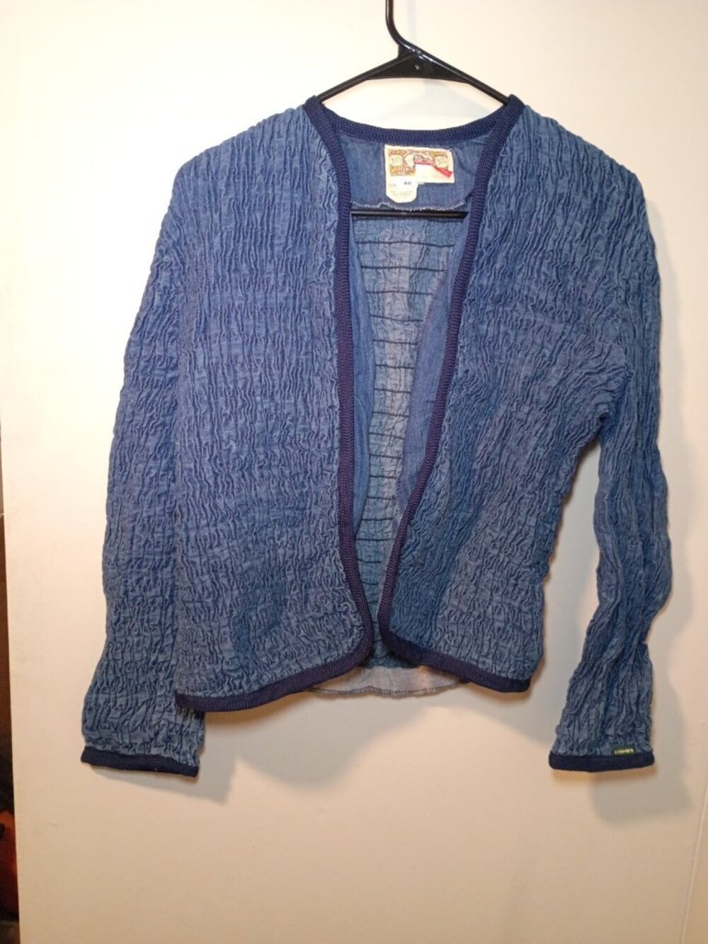 Vtg BIS PARIS BEVERLY HILLS BLUE COTTON COUTURE JACKET WOMEN'S SIZE 40 Chambray
